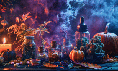 Halloween cannabis treats strains display.png